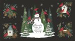 Pannello  Winter Friends fondo nero 56139 18